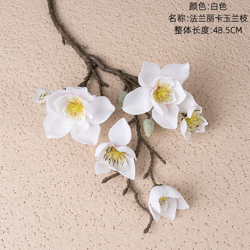 Elegant Faux Magnolia Flower Arrangement - Flannel-Like Multi-Petal Decoration for Home, Wedding, and Event Decor - Perfect for INS Aesthetic, Model YC1025