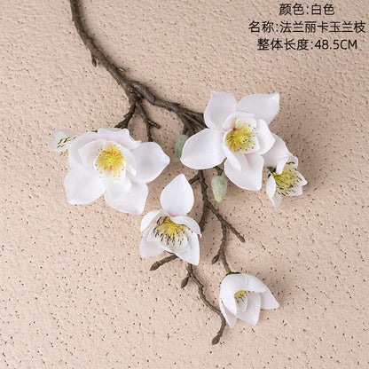 Elegant Faux Magnolia Flower Arrangement - Flannel-Like Multi-Petal Decoration for Home, Wedding, and Event Decor - Perfect for INS Aesthetic, Model YC1025