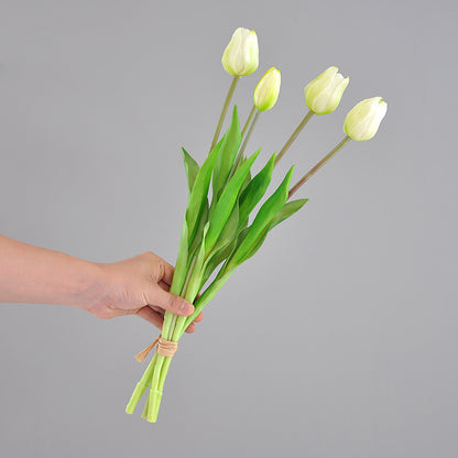 Luxury Realistic High-Stem Artificial Tulip Bouquet –  Synthetic Touch Faux Flowers for Elegant Home Decor and Lush Greenery Accents