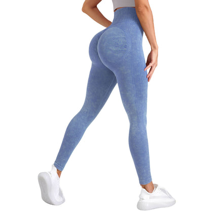 High Waisted Seamless Yoga Pants for Women Ultra Soft Peach Lift Fitness Leggings with Sand Wash Finish for Running and Workouts