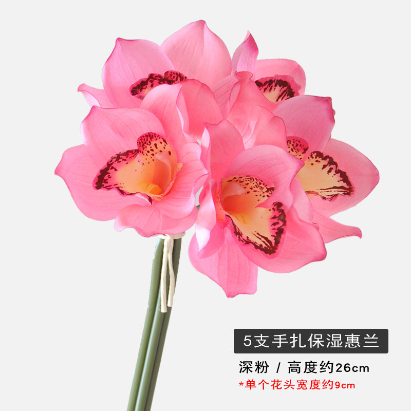 Luxurious Lifeslike Orchid Bouquet - Soft Touch Moisturizing Artificial Flowers for High-End Home Decor and Elegant Wedding Bouquets