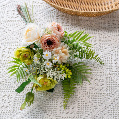 Elegant Faux Rose Bouquet with Sweet Osmanthus - Perfect for Wedding Decorations and Wall Art - Stunning Handheld Floral Arrangement - CF02013