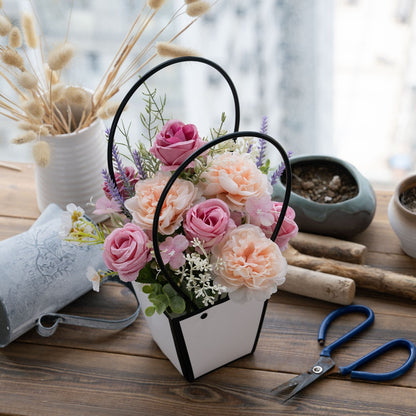 Elegant Faux Rose Flower Basket Set by Jiang Zuela - Stunning Floral Design for Weddings, Handheld Bouquets, and Wall Décor (CF01467)