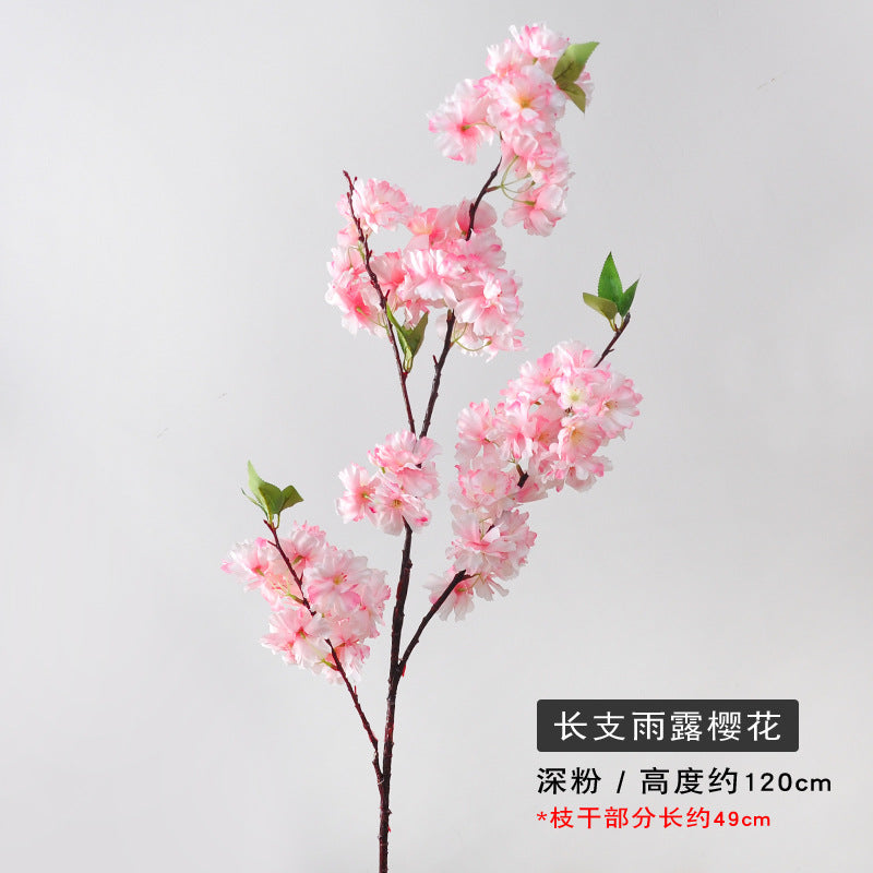 Realistic 120cm Cherry Blossom Branch - Vibrant Faux Flower for Simple Decor, Perfect for Scenic Landscape Design and Elegant Wedding Arrangements