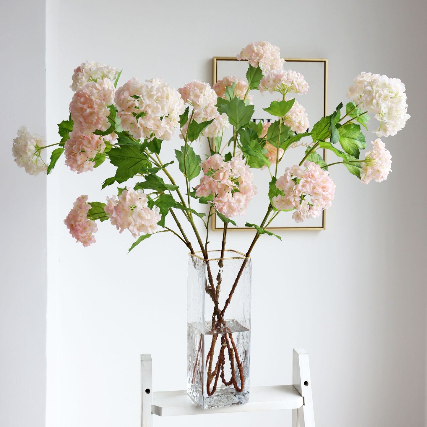 Realistic 5-Head Long-Stem Snowball Hydrangea Artificial Flowers – Perfect for Wedding Decor, Home Decoration, and Special Events