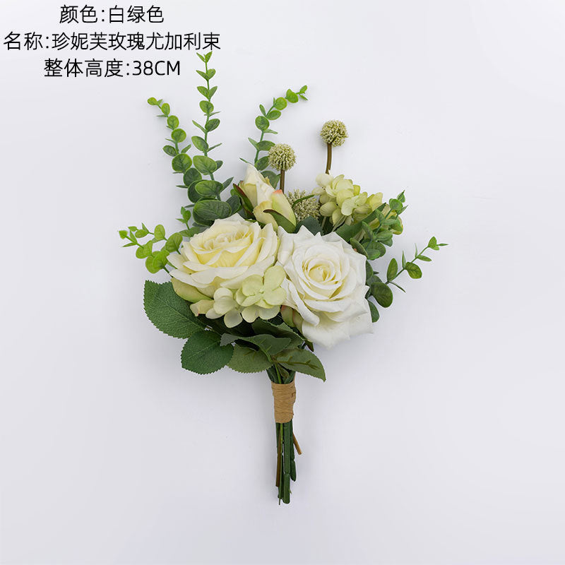 Elegant Jennifer Rose & Eucalyptus Wedding Handheld Bouquet - Stunning Faux Floral Arrangement Perfect for Ceremonies and Wall Decorations | CF01048