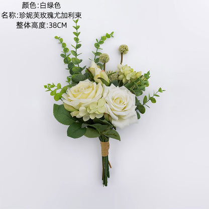 Elegant Jennifer Rose & Eucalyptus Wedding Handheld Bouquet - Stunning Faux Floral Arrangement Perfect for Ceremonies and Wall Decorations | CF01048