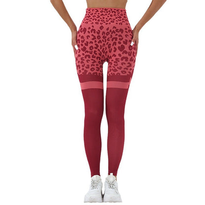 High Waisted Seamless Leopard Print Yoga Pants for Women Sculpting Tummy Control Leggings for Gym Running and Workout for Fall Winter Fitness Fashion