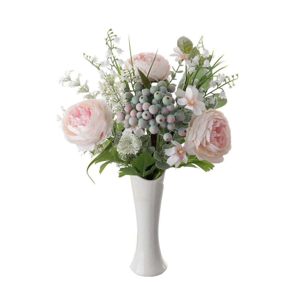 Stunning Artificial Juniper Berry Rose Bouquet - Perfect for Home Décor, Weddings, and Wall Art - CF01293