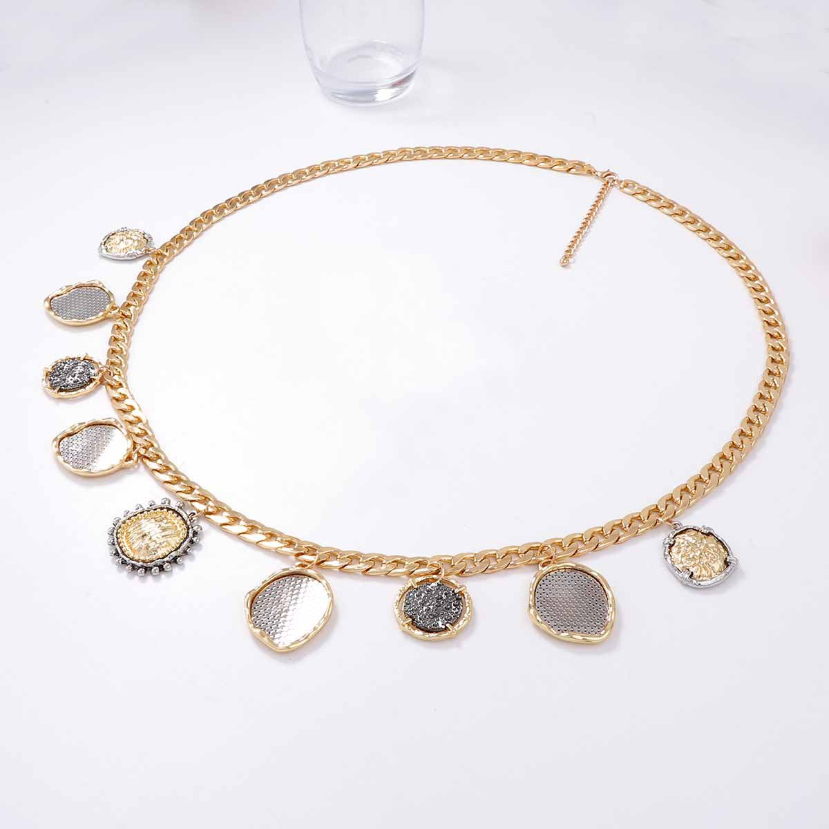 Stylish Minimalist Alloy Body Chain with Geometric Coin Pendant - Perfect for Casual Outfits and Everyday Wear