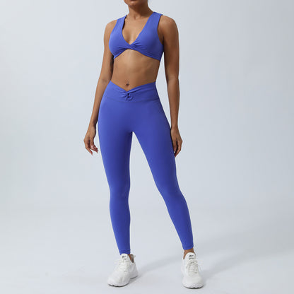 Yoga Knot Bra and Peach Butt High Waisted Leggings Set Seamless Workout Outfit for Comfort and Performance