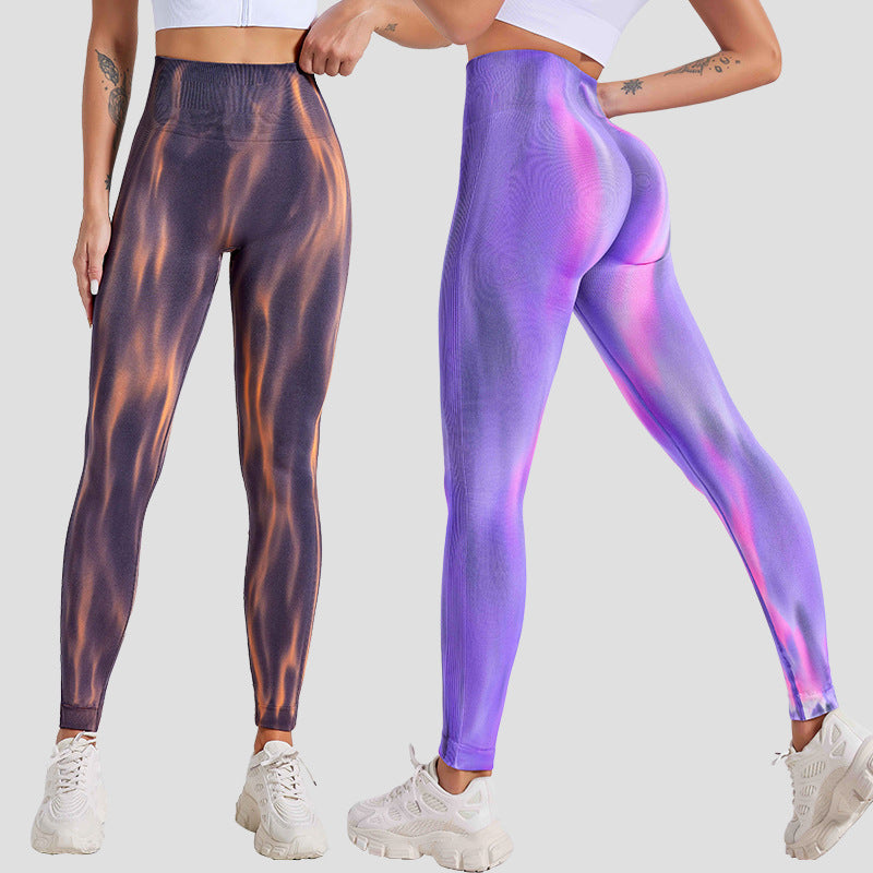 Seamless Tie Dye Aurora High Waisted Yoga Pants Squat Proof Ultralight and Moisture Wicking Workout Leggings for Outdoor Running and Fitness