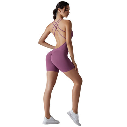 Shaping Bodysuit Shorts Yoga Outfit One Piece Tummy Control Tight Fitness Gym Wear with Back Design for Maximum Comfort and Performance