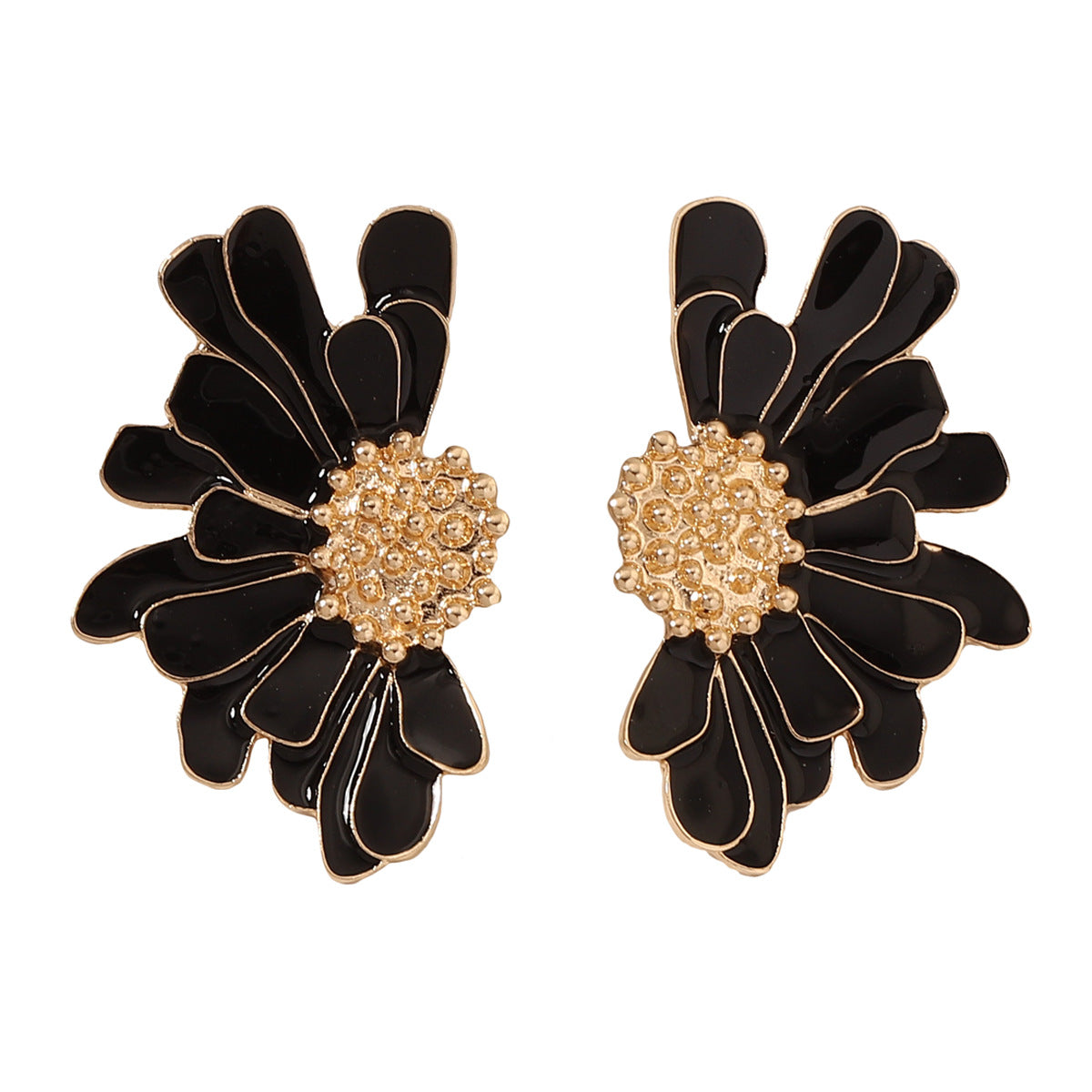 Alloy Enamel Floral Earrings - Stylish and Simple Flower Studs for a Fresh Accessory Look