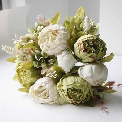 Stunning 13-Piece European-style Artificial Peony Flower Arrangement for Home Decor & Wedding Celebrations – Lifelike Silk Floral Bouquet for Lasting Beauty