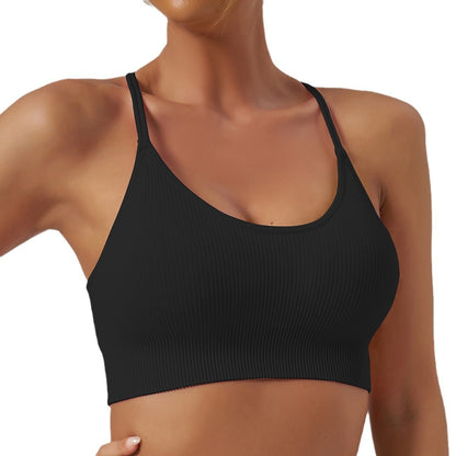 Seamless Yoga Bra and Fitness Top for Women Cross Back Design Shock Absorbing Support for Outdoor Sports and Workouts