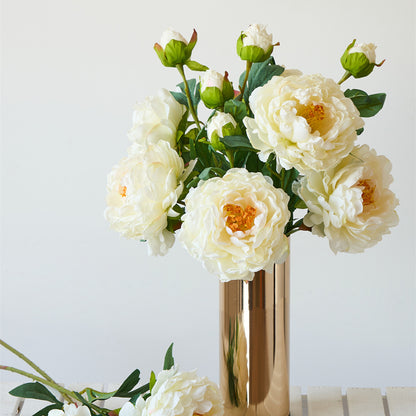 Elegant Artificial Silk Peony Flowers - Realistic Oil Painting Design for Charming Table Decor | Two-Tone Soft Floral Arrangements for Weddings, Home Styling, and Everyday Freshness