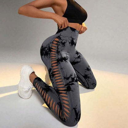 High Waisted Seamless Hollow Out Yoga Pants for a Peachy Lifted Look Tie Dye Shaping Leggings for Comfort and Style