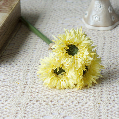 Realistic African Daisy Faux Flowers - Set of 3 Mini Textured Bouquets for Home Decor, Weddings, and Photography