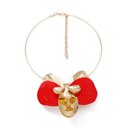 Bohemian Vintage Statement Metal Drop Oil Flower Pendant Necklace - Unique Casual Jewelry for Women