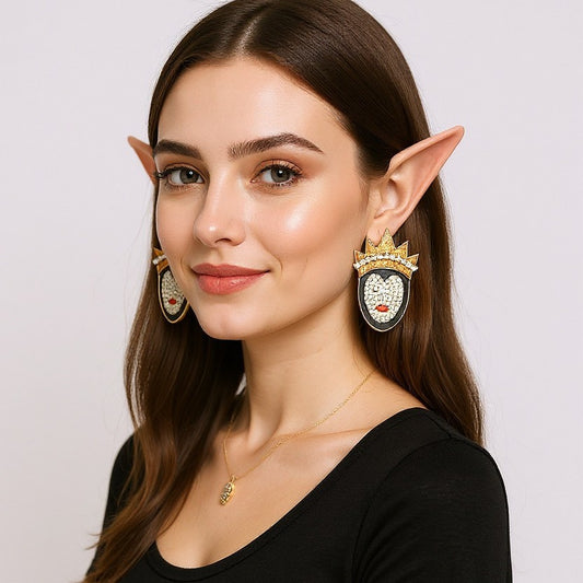 Elegant Crown Design Enamel Earrings with Rhinestones - Versatile and Trendy Earrings for Women