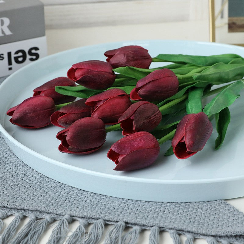 Realistic Mini PU Tulip | Artificial Faux Flowers for Home Decor and Wedding Celebrations - Long-lasting and Maintenance-free