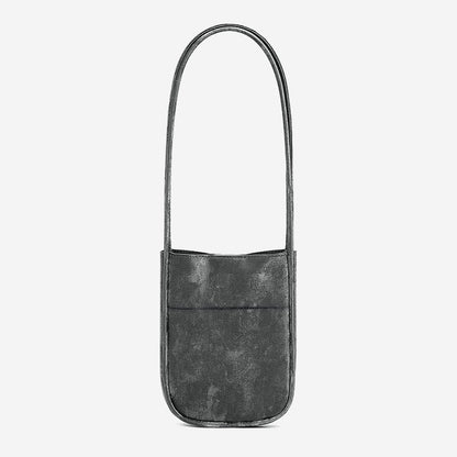 Luxurious Satin and Leather Mini Handbag Vintage Inspired Vertical Shoulder Bag with Elegant Design for Chic Everyday Wear