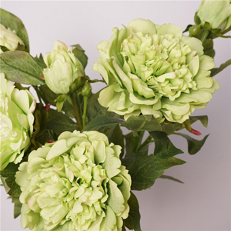 Lifelike Green Peony Artificial Flowers - Moisture-Enhancing Touch, Perfect for Indoor Dining Table Arrangements, Staging, and Photography Props