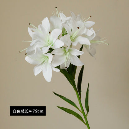 Realistic 10-Head Mini Lily 3D Touch Faux Flower Bouquet - Perfect for Home Decor, Living Room, and Wedding Decorations