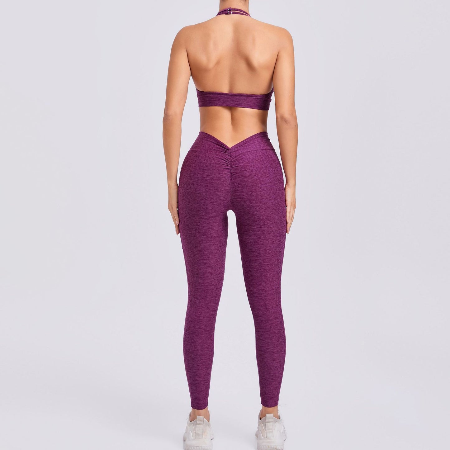 Adjustable Neck Strap Peach Butt High Waisted Leggings with Side Pockets Fit Yoga and Fitness Set for Comfort and Style