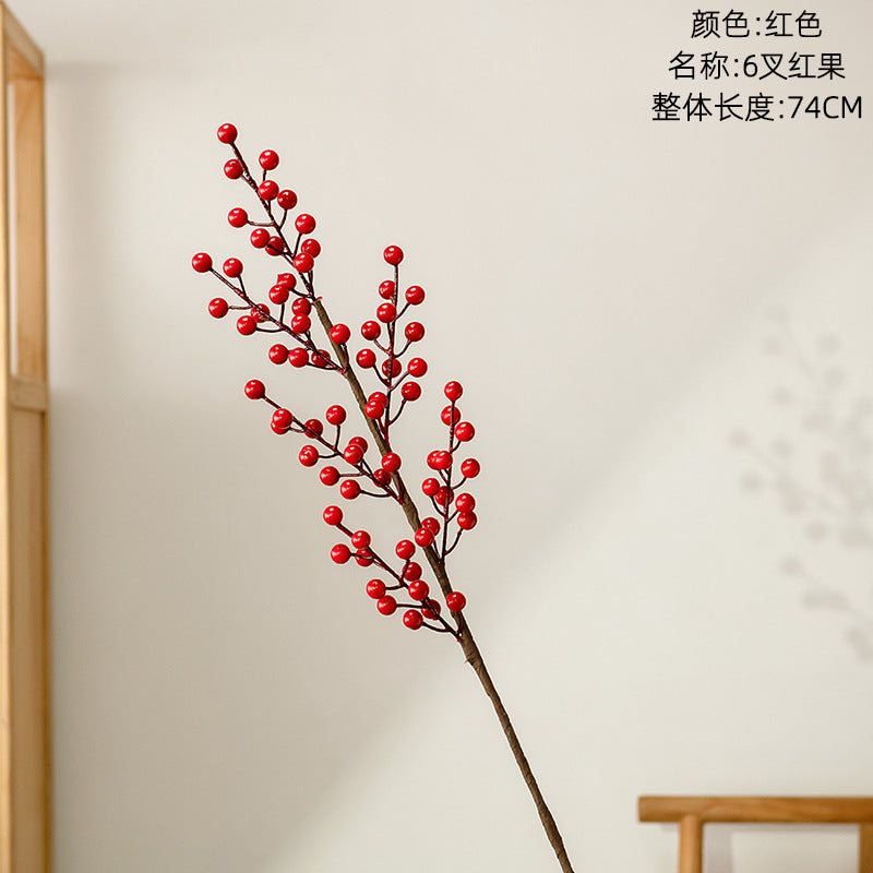 Winterberry Prosperity Fruit - INS Style Realistic Faux Flowers for Home Decoration and Wedding Celebrations - MW65508