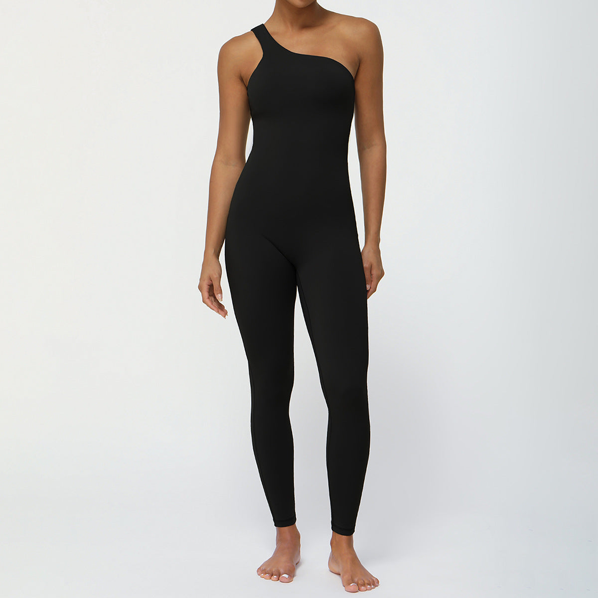 Seamless One Shoulder Bodysuit with Built in Bust Support Sculpting Lifting Yoga Outfit for Comfort and Style