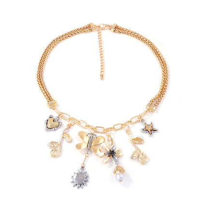 Elegant Alloy Animal and Flower Tassel Pendant Women’s Chain Necklace – Chic, Versatile and Perfect for Any Casual Occasion