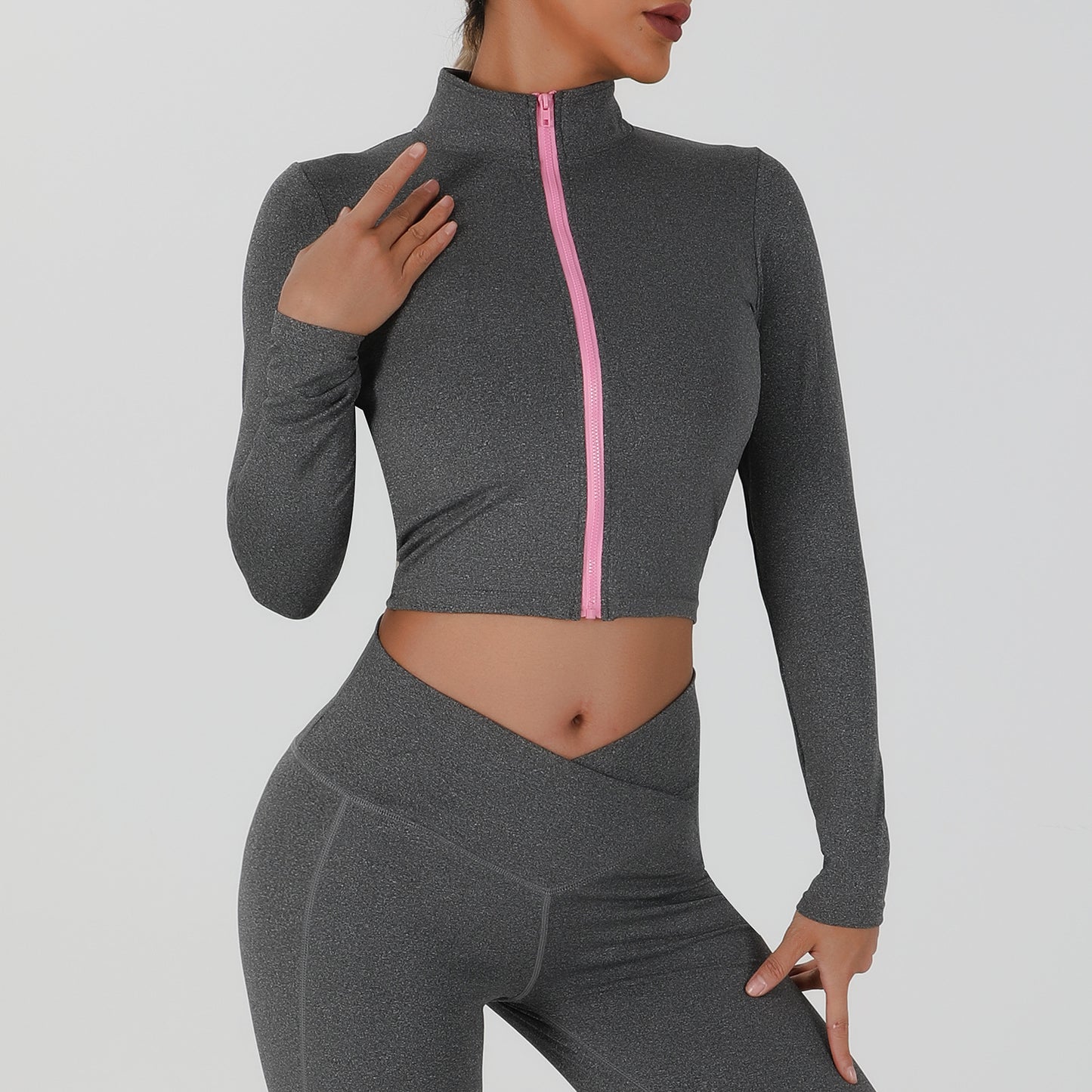 Women's Yoga Set Long Sleeve Sports Top and Full Length Pants for Fitness Spring and Autumn Activewear Combo