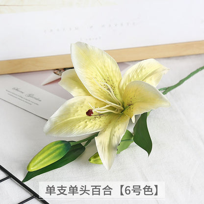 Luxurious Single-Stem Artificial Silk Lily for Wedding Decorations and Home Decor – Exquisite Pre-Made Floral Arrangement for a Touch of Elegance