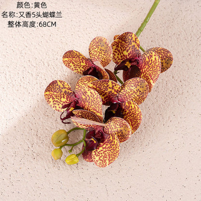 Elegant Artificial Orchid Bouquet - 5-Head Faux Butterfly Orchids for Home Decor and Wedding Celebrations - CL09002