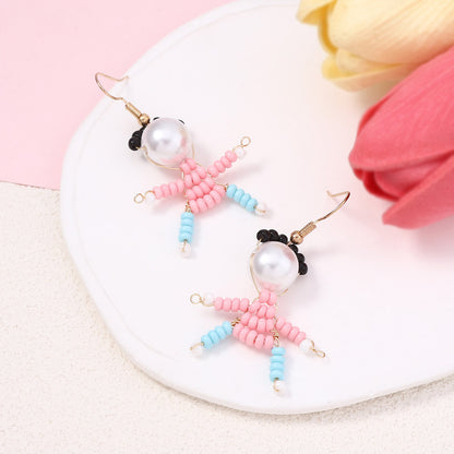 Unique Handcrafted Cartoon Character Beaded Hook Earrings - Quirky, Adorable Designs for a Playful Style