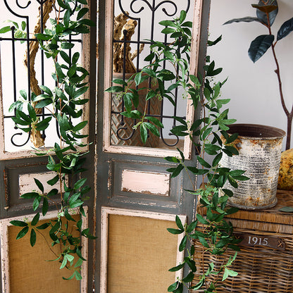 Realistic Faux Olive Leaf Long Vine Wall Decor - Elegant Artificial Plant for Home and Office Soft Furnishings