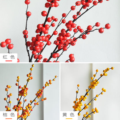 Realistic Red Berry Decor –  Artificial Sea Buckthorn and Holly Berries for Luxurious Home Decoration and Wedding Arrangements