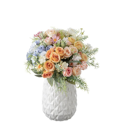 Stunning Rose and Daisy Combo Bouquet – Elegant INS-Style Faux Flowers for Table Centerpieces, Home Decor, and Office Arrangements