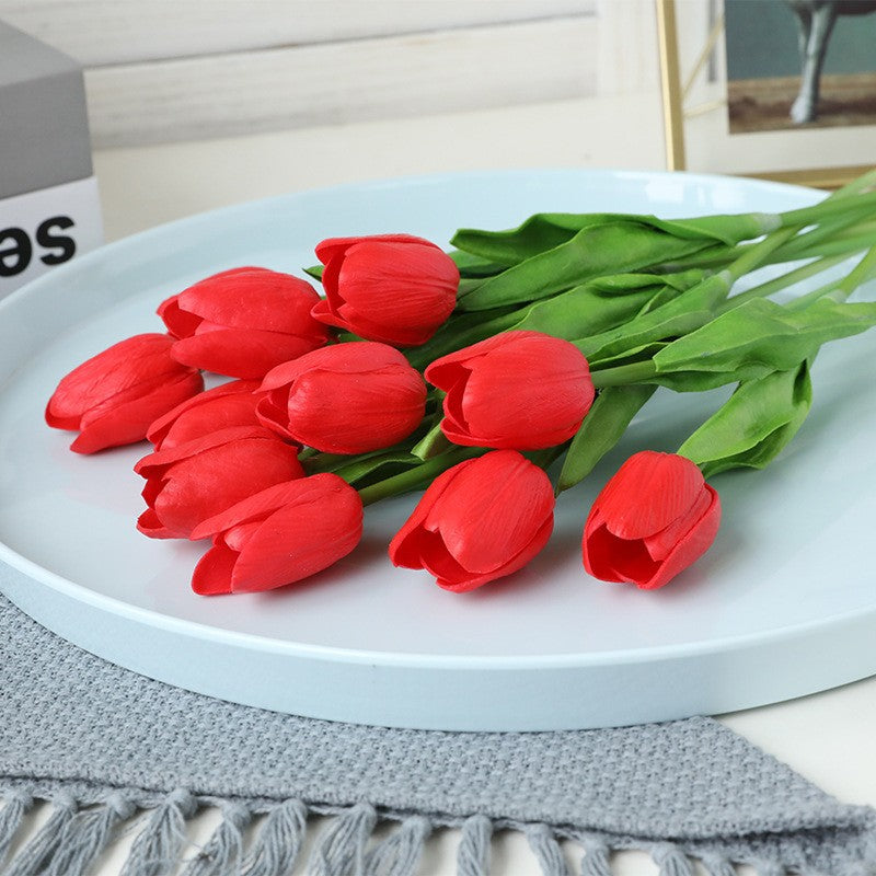 Realistic Mini PU Tulip | Artificial Faux Flowers for Home Decor and Wedding Celebrations - Long-lasting and Maintenance-free