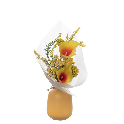 Elegant Home Décor: Lifelike Calla Lily Hand-Tied Wedding Bouquet - Stunning Wall Decoration and Faux Flower Arrangement (CF01099)