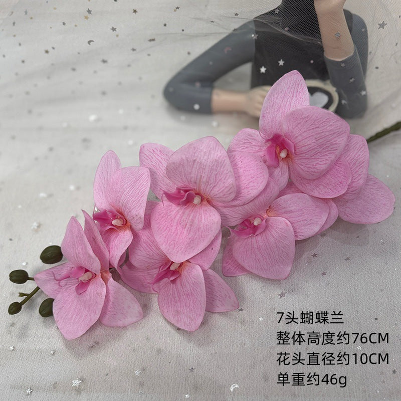 Luxurious 3D Realistic Orchid Simulation Flowers - Elegant Silk Fabric Beauty Decor for Sophisticated Home Styles