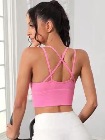 Seamless Crossback Sports Bra for Women Nylon Yoga Tank Top for Outdoor Running Shockproof Fitness and Comfortable Support