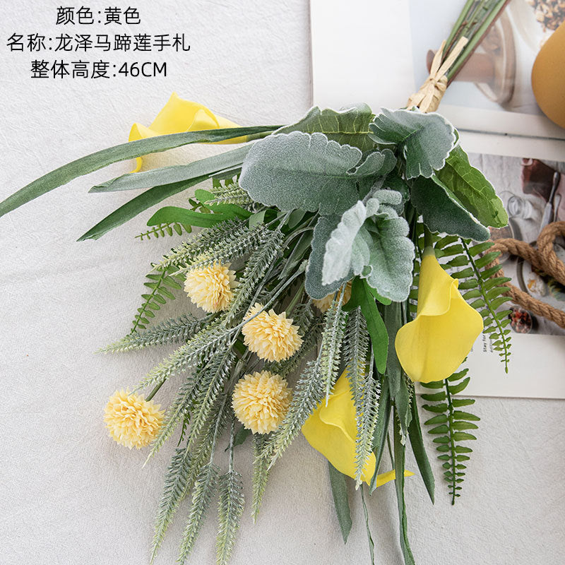 Elegant Dragon Spring Calla Lily Handheld Bouquet - Perfect for Weddings and Home Decor, Stunning Faux Floral Wall Hanging - CF01145