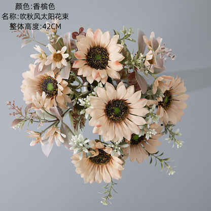 Vibrant Sunflower Bouquet with Faux Greenery - Perfect for Weddings and Fall Décor - CL06001