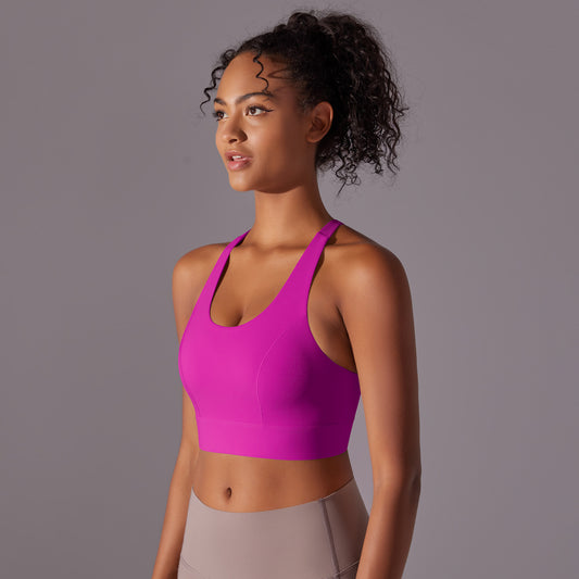 High Impact Sports Bra with Fixed Cups Back Support for Yoga No Show Back Closure Shock Resistant Fitness Tank for Comfort