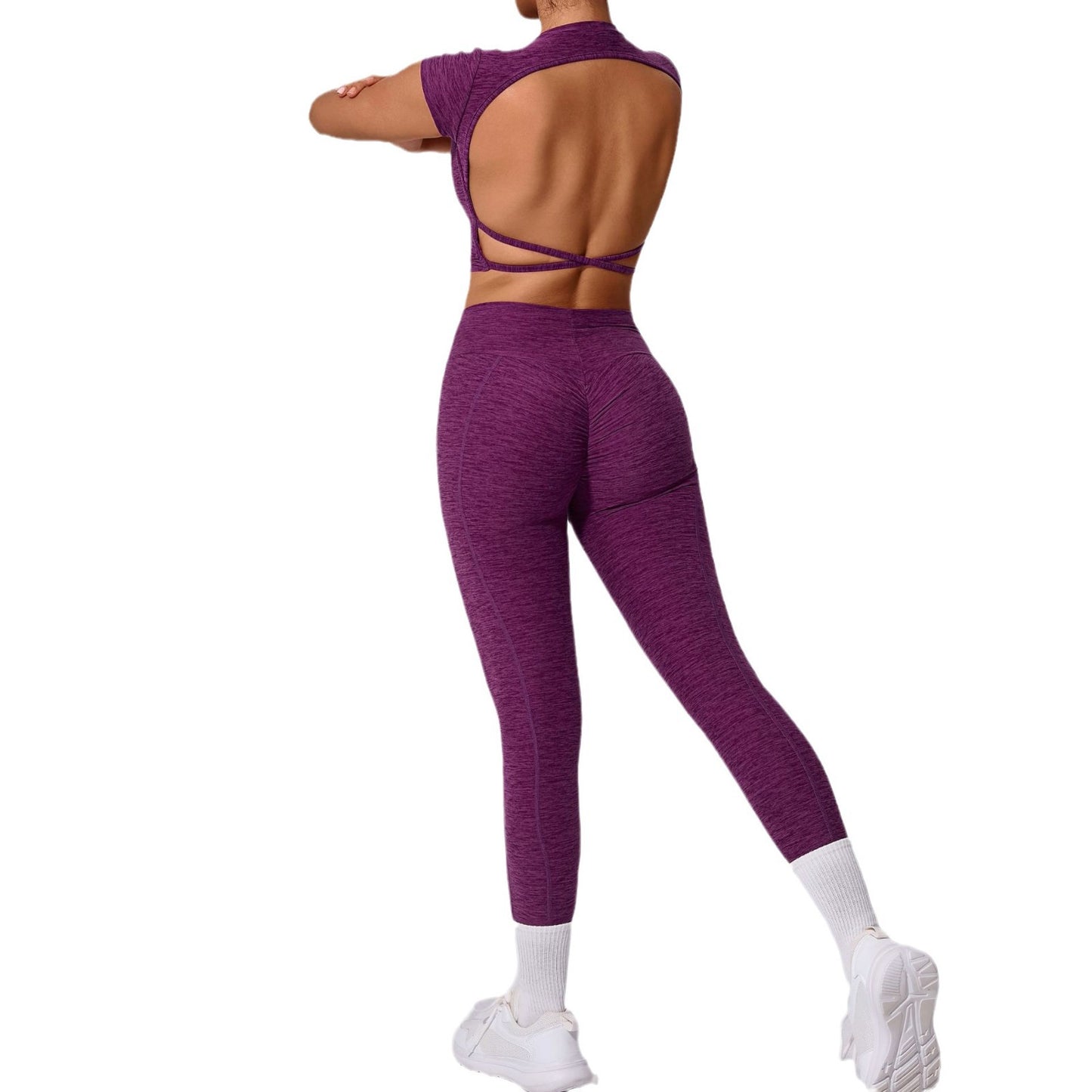 Cross Back Yoga Set for Women High Performance Quick Dry Fitness Outfit with Supportive Fit for Running and Outdoor Activities