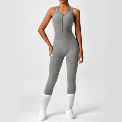 Long Style Women's Yoga Jumpsuit High Elasticity Bodycon Sportswear with Cutout Back for and Flexibility