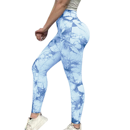 Seamless High Waisted Tie Dye Peach Yoga Leggings for Women Tummy Control Butt Lifting and Breathable Fitness Pants for Running and Active Workouts